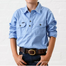 Boy  Long Sleeves pure cotton twill shirt With Double Pockets pullover shirts